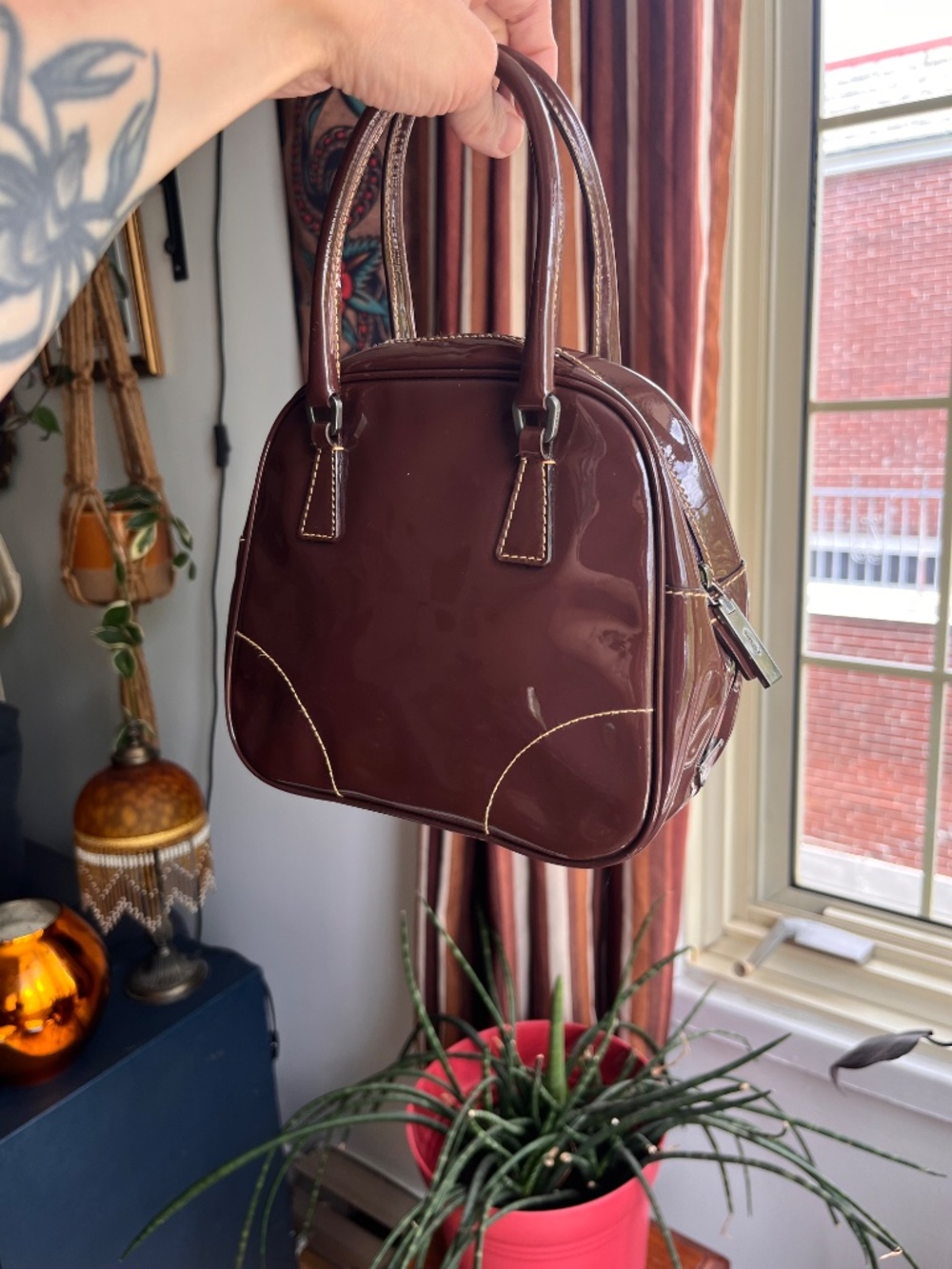 Prada Brown Patent Mini Bag - Picture 3 of 5